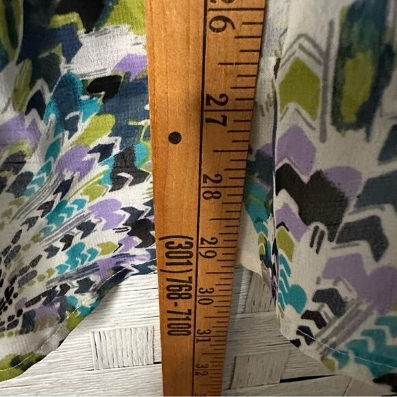 Lane Bryant colorful V-neck button-down blouse Crystal Pleat plus size - Picture 6 of 8